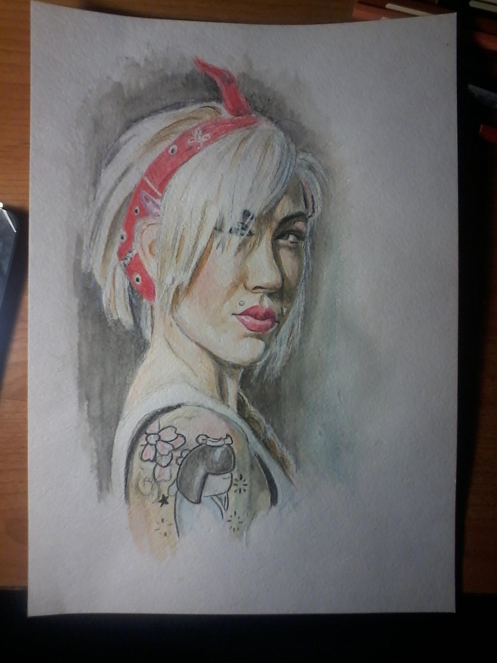 watercolour pencils portrait study