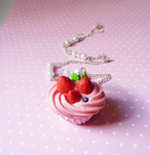 Pink cupcake necklace