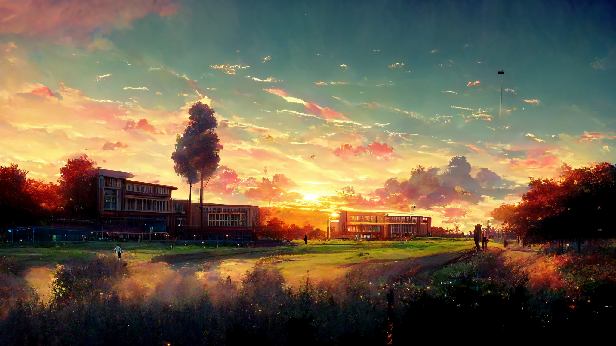 Sunset at school