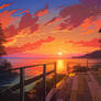 Sunset over the beach