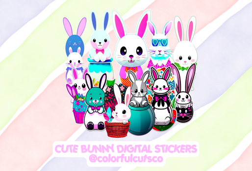 CUTE BUNNY DIGITAL STICKER PACK