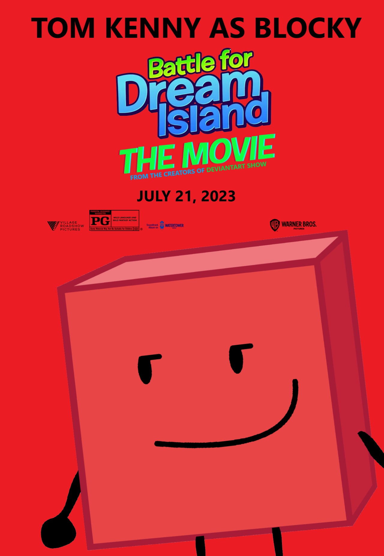 Cartoon character blocky from battle for dream island