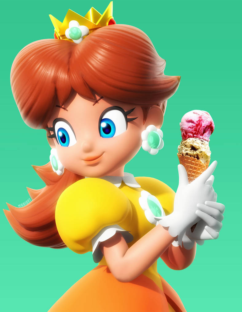 Princess Daisy with Icecream Render by VTMario on DeviantArt