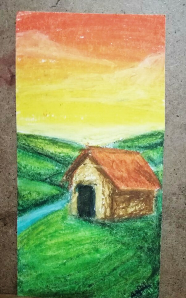 Paisaje Con Oil-Pastel | Granero |