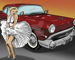 Marilyn Monroe with 1957 Buick Century