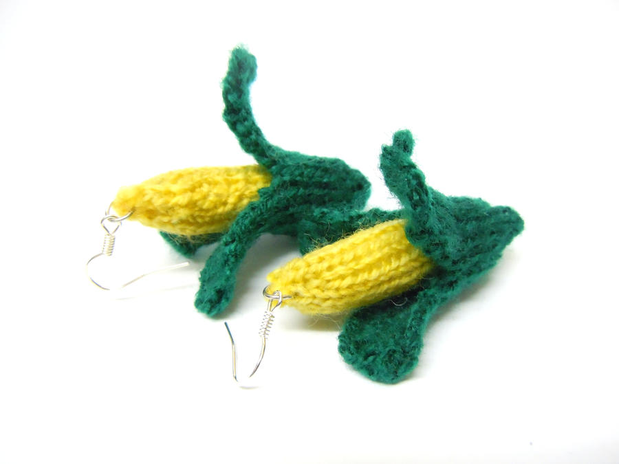 Sweetcorn knitted earrings