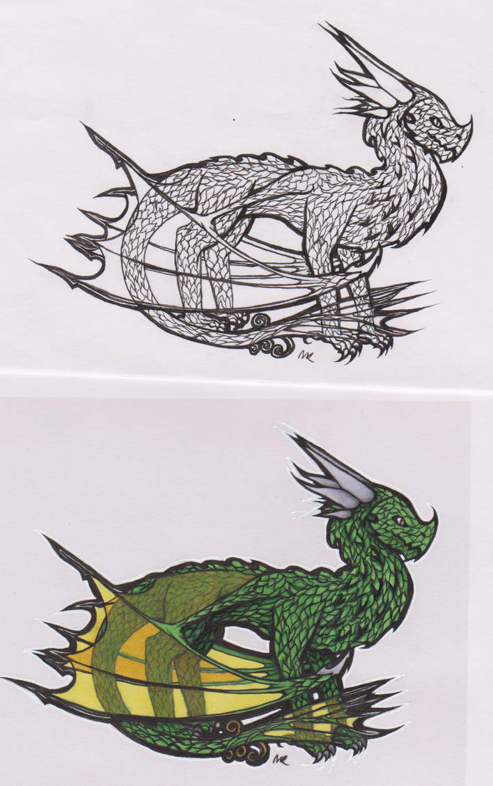 Dragon line work and colored by EmeraldSilhouette53 on DeviantArt