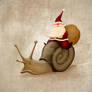 Santa Claus rides a snail