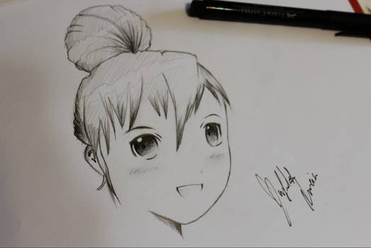 Anime girl with a bun