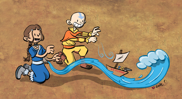 Aang and Katara ship sets sail