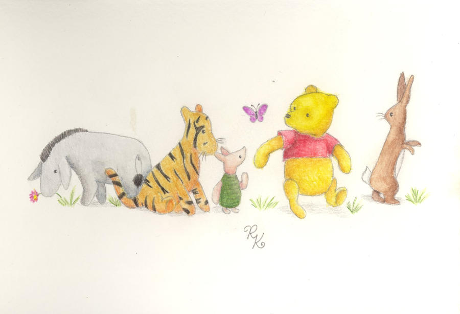 Pooh and Friends in Watercolor