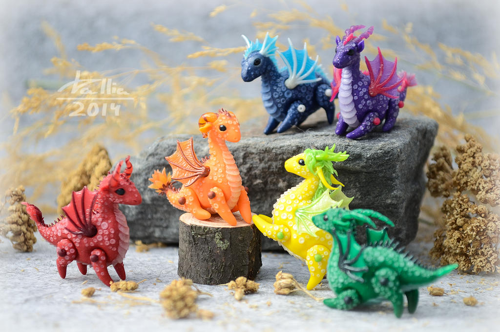 Mini Dragons - Rainbow by dallia-art