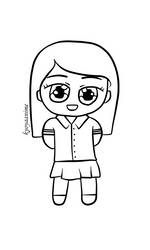 chibi girl lineart