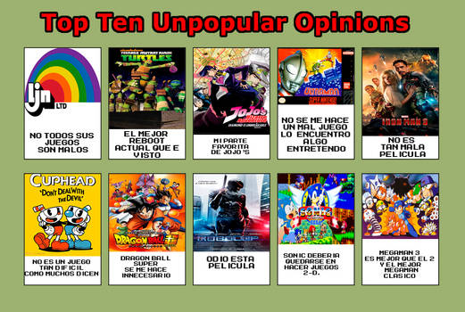 Top 10 Unpopular Opinions meme