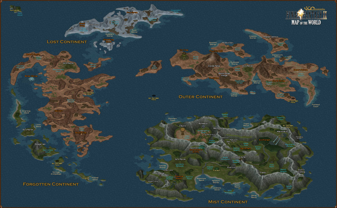 Final Fantasy IX | World Map (Labeled) by VGCartography on DeviantArt