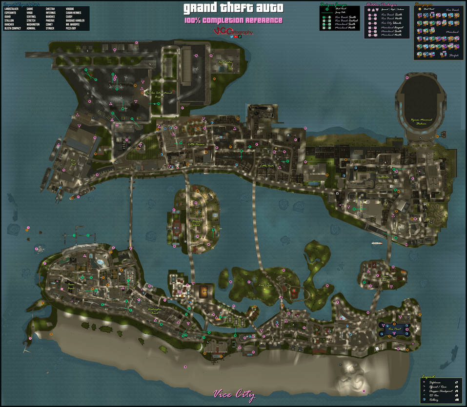 Grand Theft Auto Vice City | 100% Completion Map by VGCartography on ...