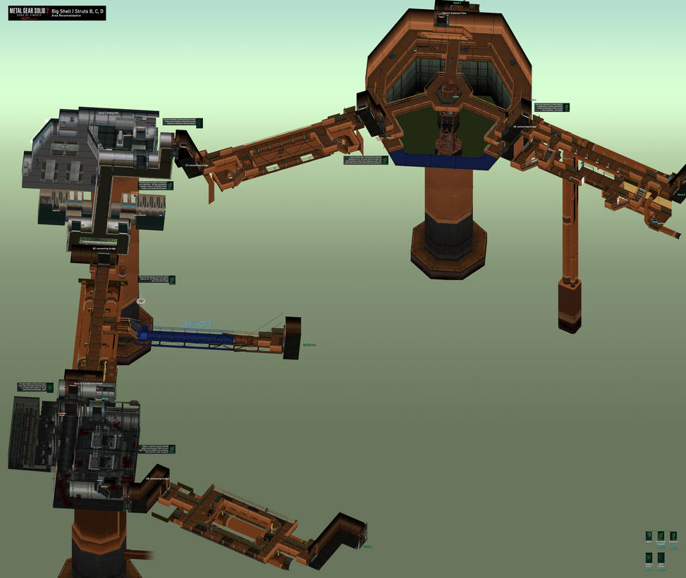 Metal Gear Solid 2 | Big Shell Strut B-C-D Map by VGCartography on ...