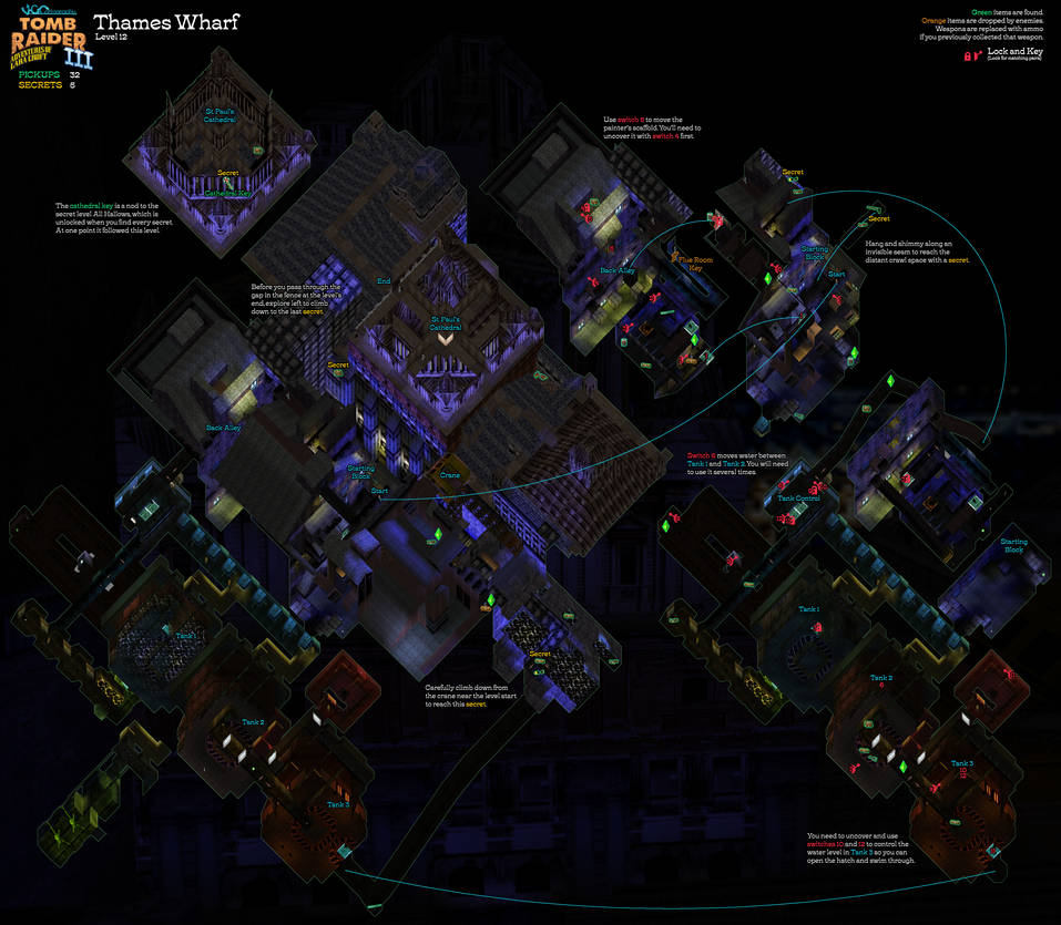 Tomb Raider III | Thames Wharf Map by VGCartography on DeviantArt