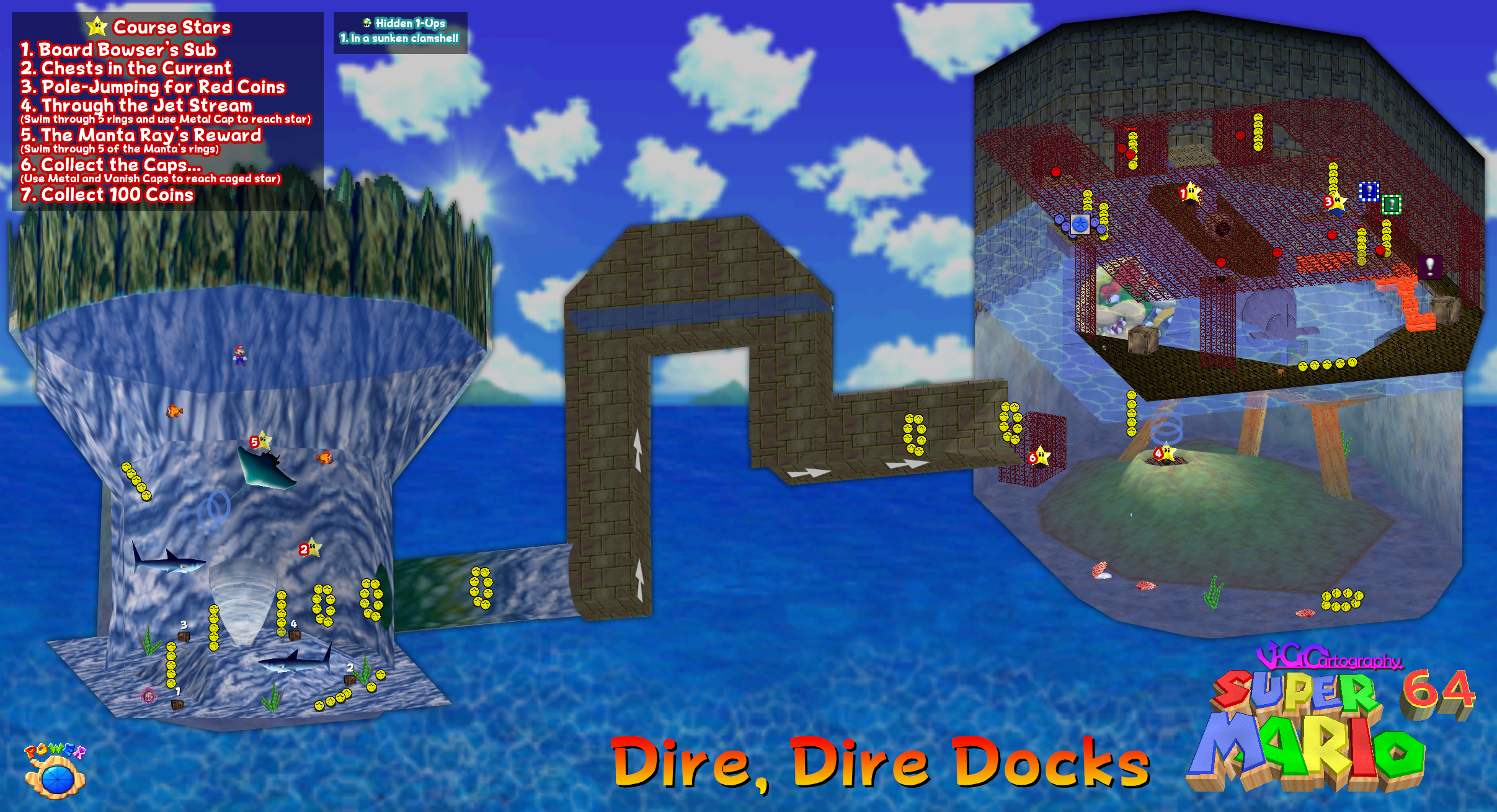 Super Mario 64 | Dire Dire Docks Map by VGCartography on DeviantArt