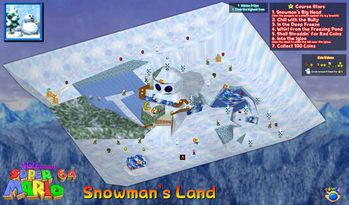 Super Mario 64 | Snowman's Land Map by VGCartography on DeviantArt