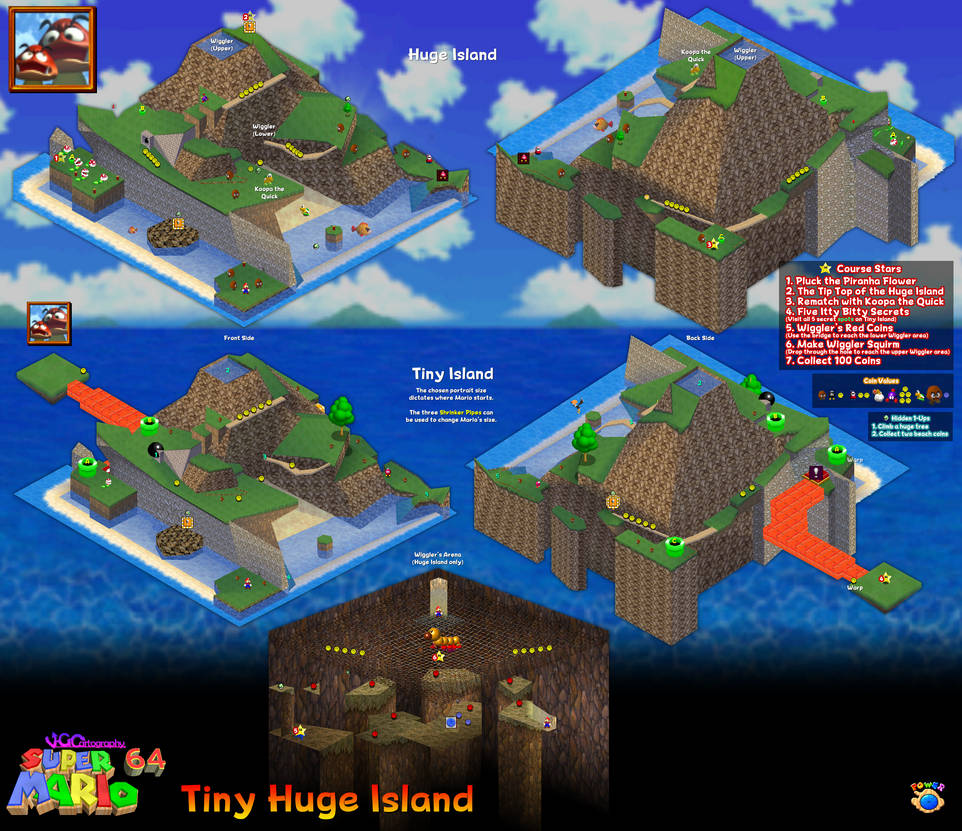 Super Mario 64 | Tiny Huge Island Map by VGCartography on DeviantArt