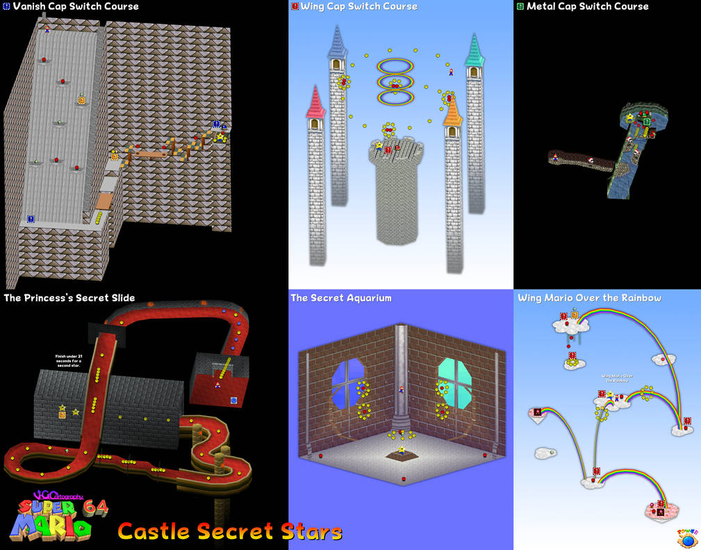 Super Mario 64 | Castle Secret Stars (Maps) by VGCartography on DeviantArt