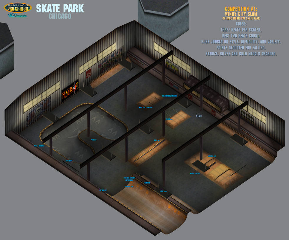 Tony Hawk's Pro Skater | Chicago Skate Park Map by VGCartography on ...