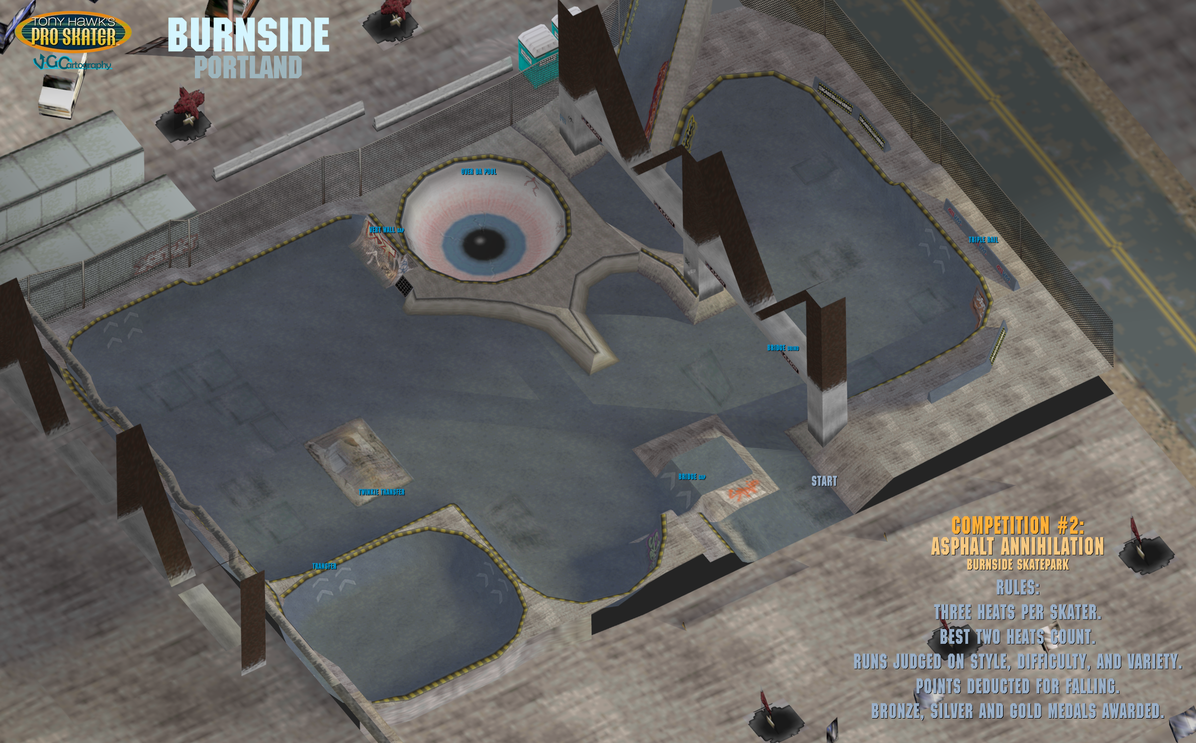 Tony Hawk's Pro Skater 2  Bullring Map by VGCartography on DeviantArt