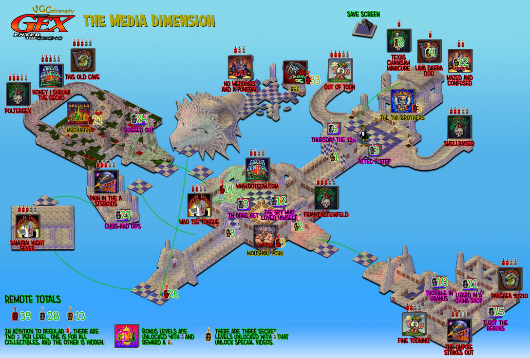 Gex: Enter the Gecko | The Media Dimension Map by VGCartography on ...