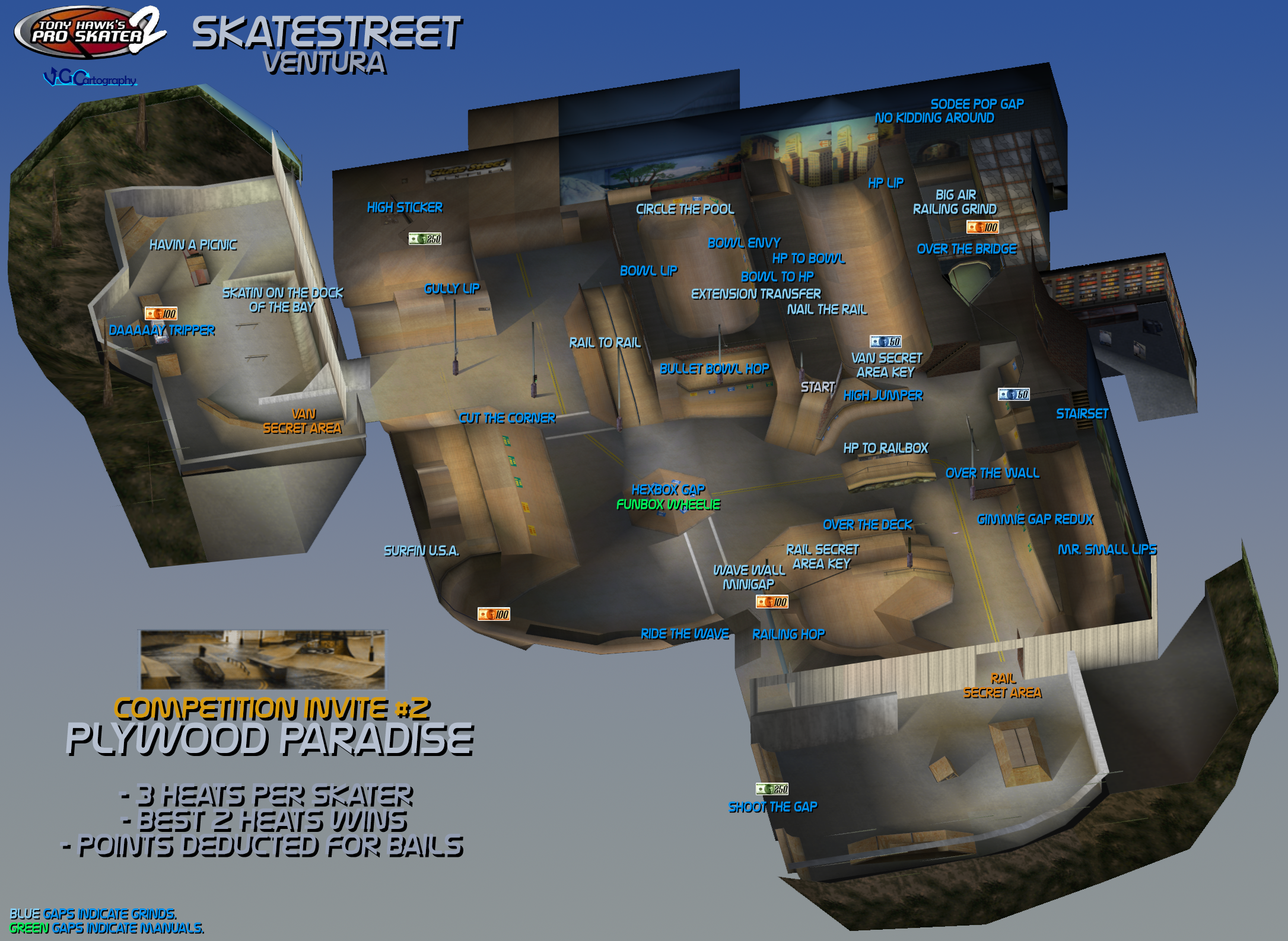 Tony Hawk's Pro Skater 2  Bullring Map by VGCartography on DeviantArt