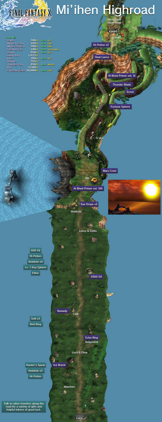 Ffx Map Final Fantasy X | Mi'ihen Highroad Map by VGCartography on DeviantArt