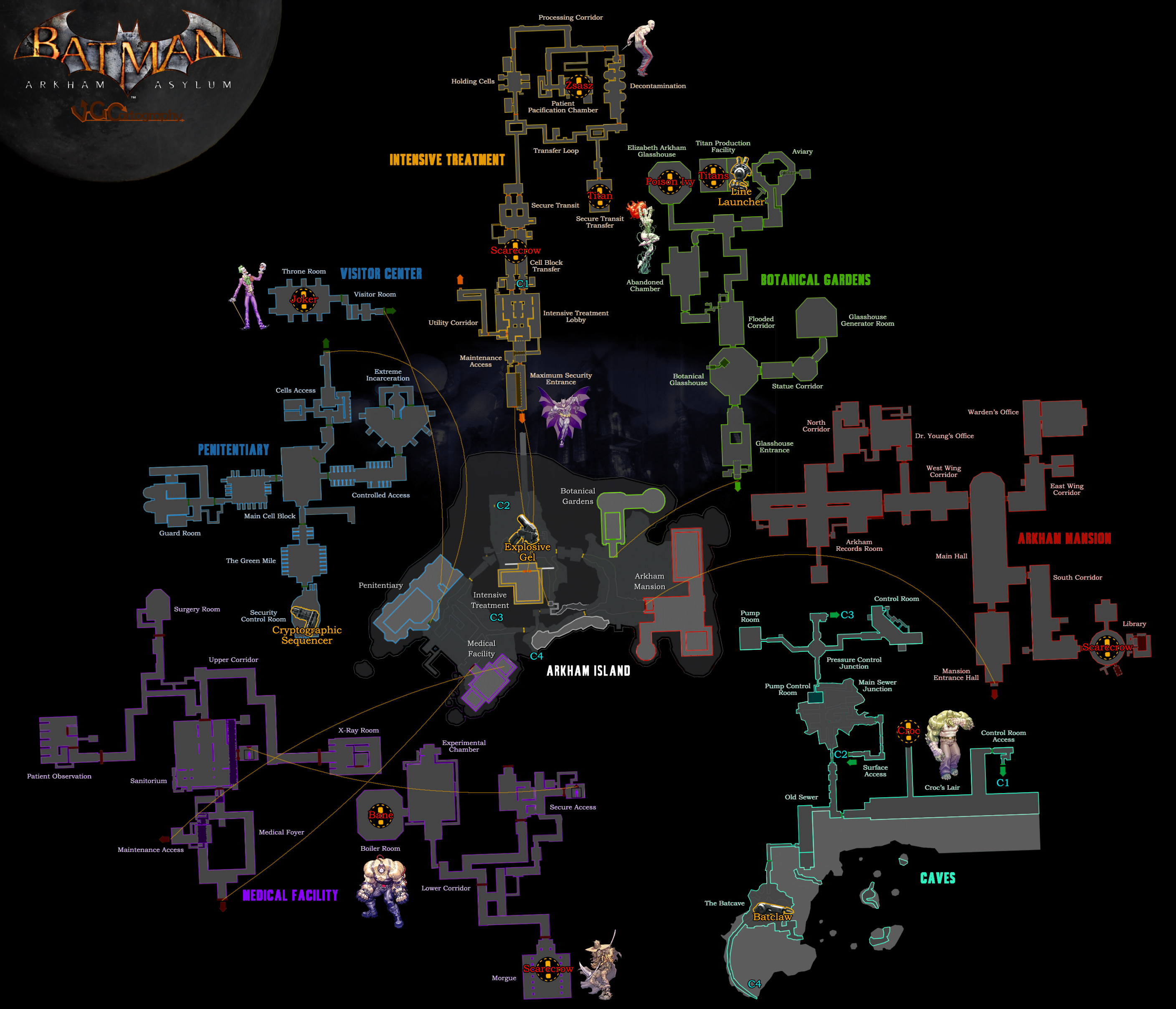 Batman: Arkham Asylum Interactive Map