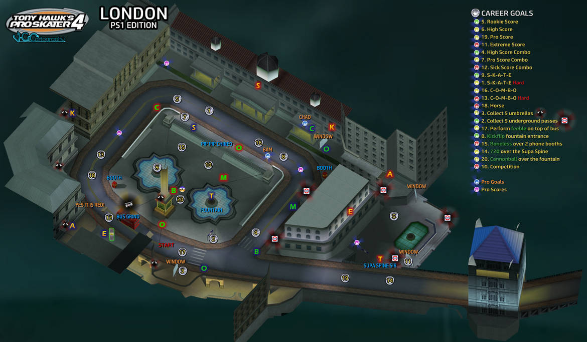 Thps4 Maps Tony Hawk's Pro Skater 4 | London (PS1) Map by VGCartography on DeviantArt