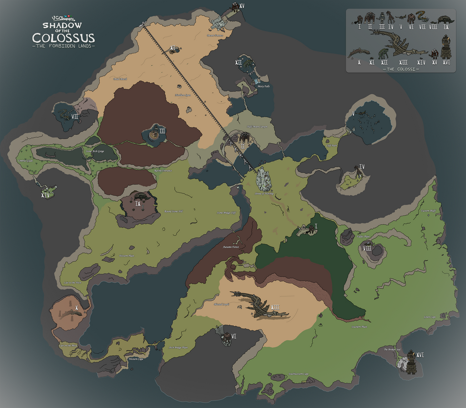 Shadow of the Colossus | Forbidden Lands World Map by VGCartography on ...