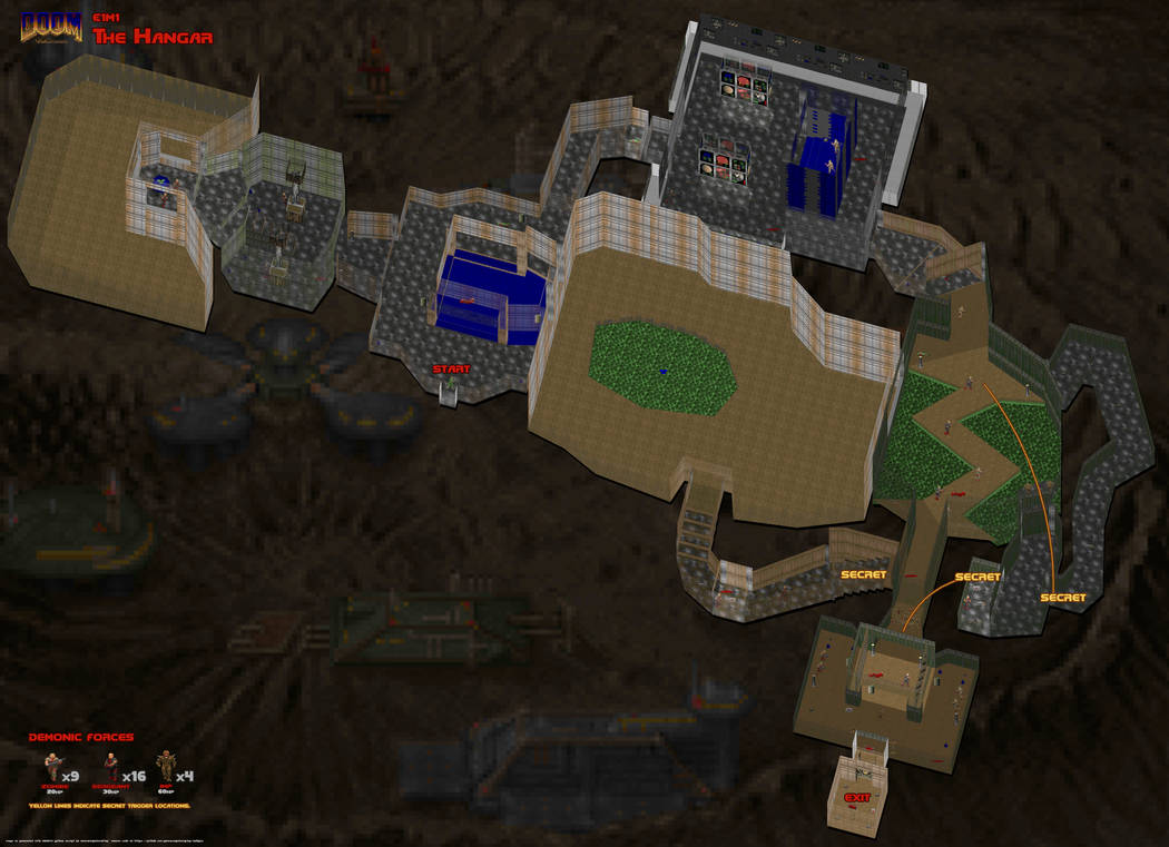 Doom First Level Layout DOOM | E1M1 The Hangar Map by VGCartography on DeviantArt
