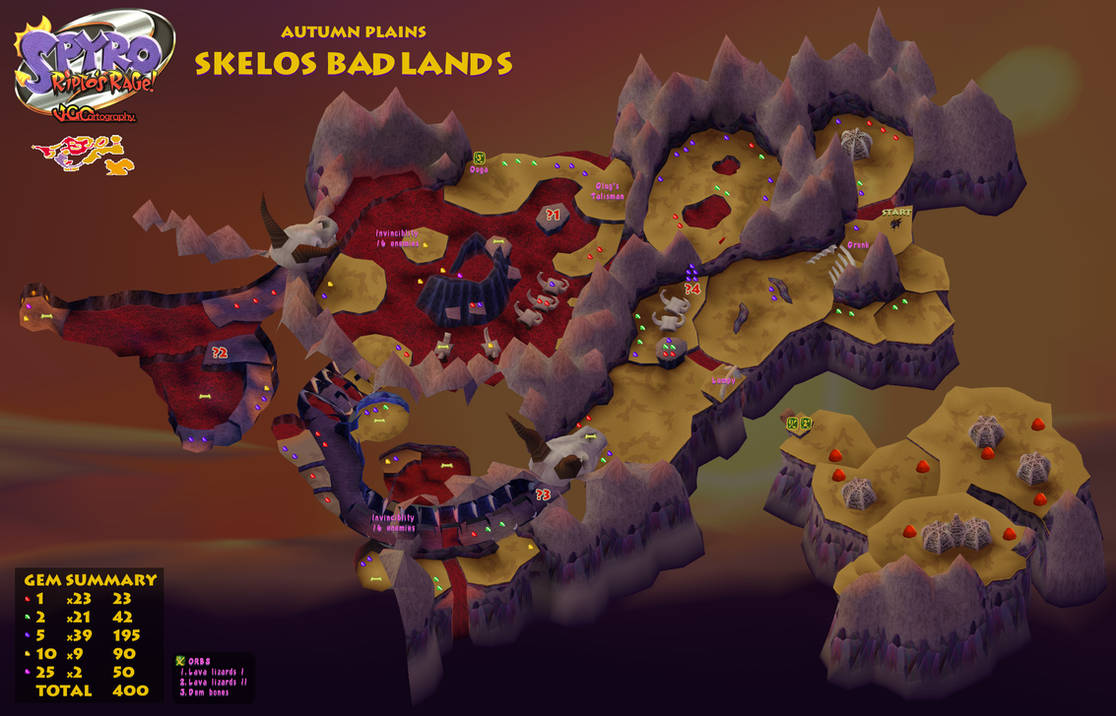 Pyro Land Map Spyro the Dragon 2 | Skelos Badlands Map by VGCartography on DeviantArt