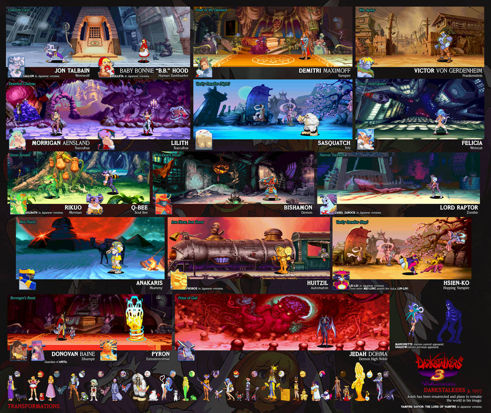 Darkstalkers 3 | Fighters and Stages by VGCartography on DeviantArt