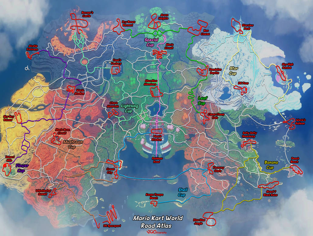 World Rode Map Mario Kart World | Road Map by VGCartography on DeviantArt
