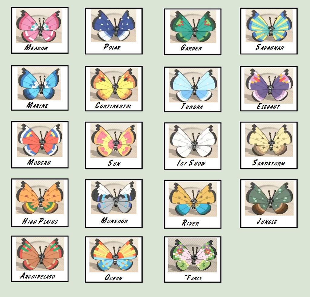 All 18 Vivillon Names and Patterns by Sylveon17 on DeviantArt