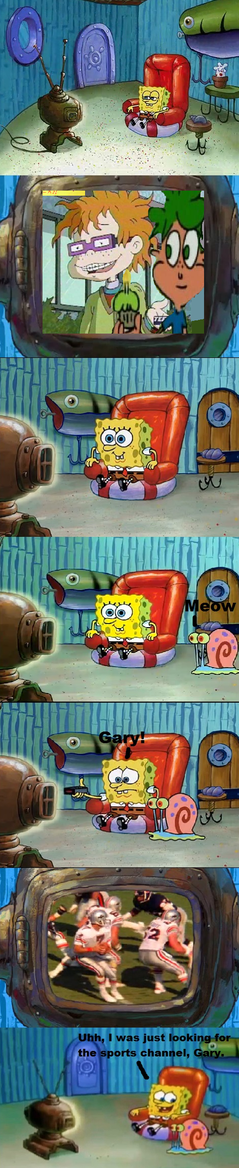 Gary catches Spongebob watching Nicktoon gay love!