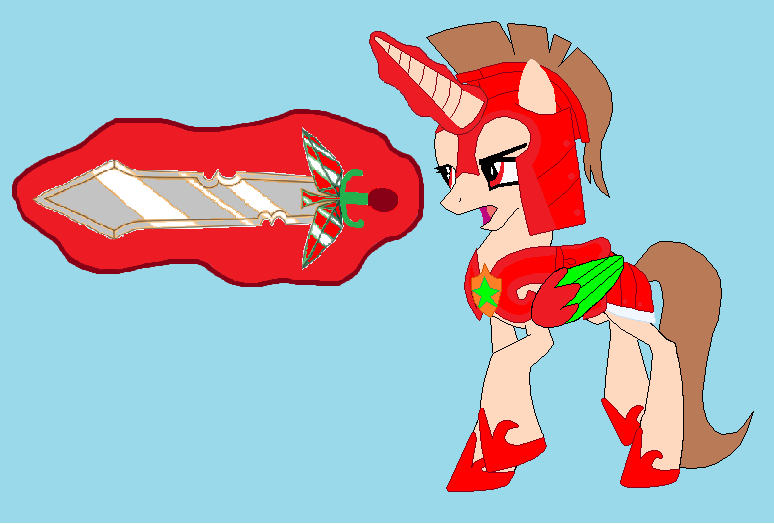 Mlp Me with red armor and a sword