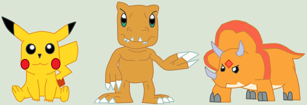 Mlp Pikachu,Agumon And Chomp Vector by twidashfan1234 on DeviantArt
