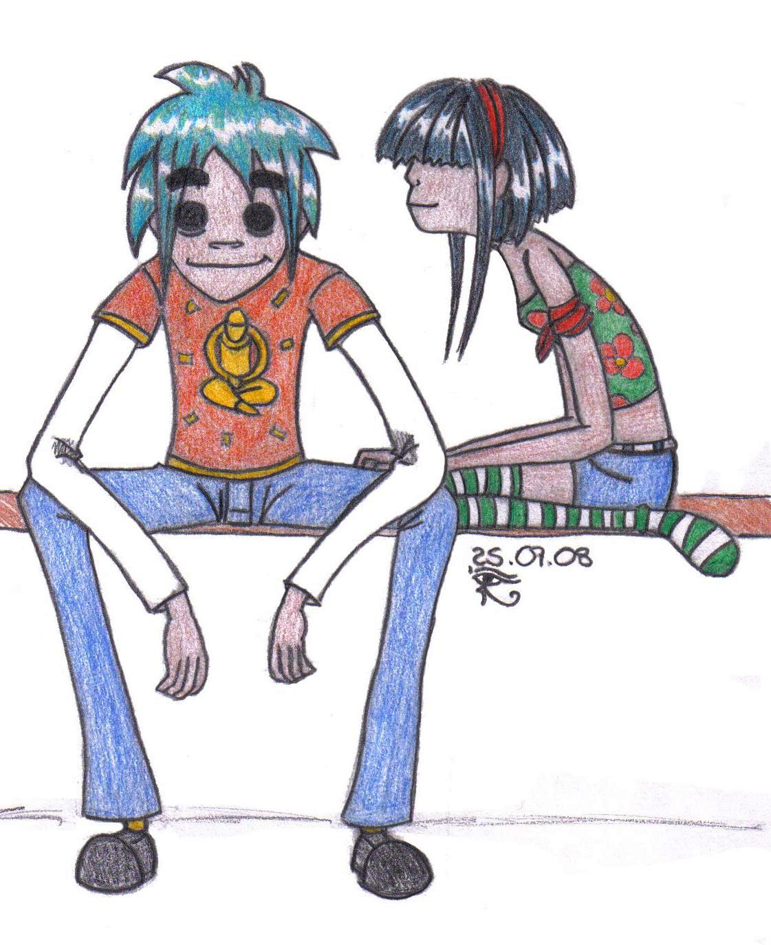 2D and Noodle sitting