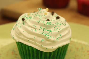 Green Sprinkled Cupcake