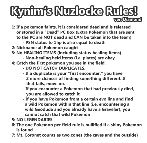 Nuzlocke Diamond: My Rules