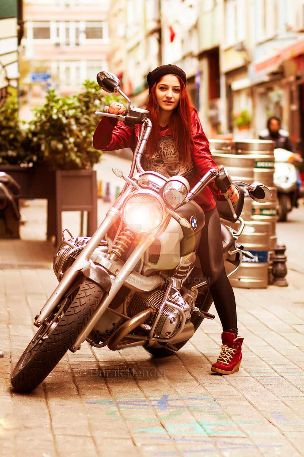 A girl with bike