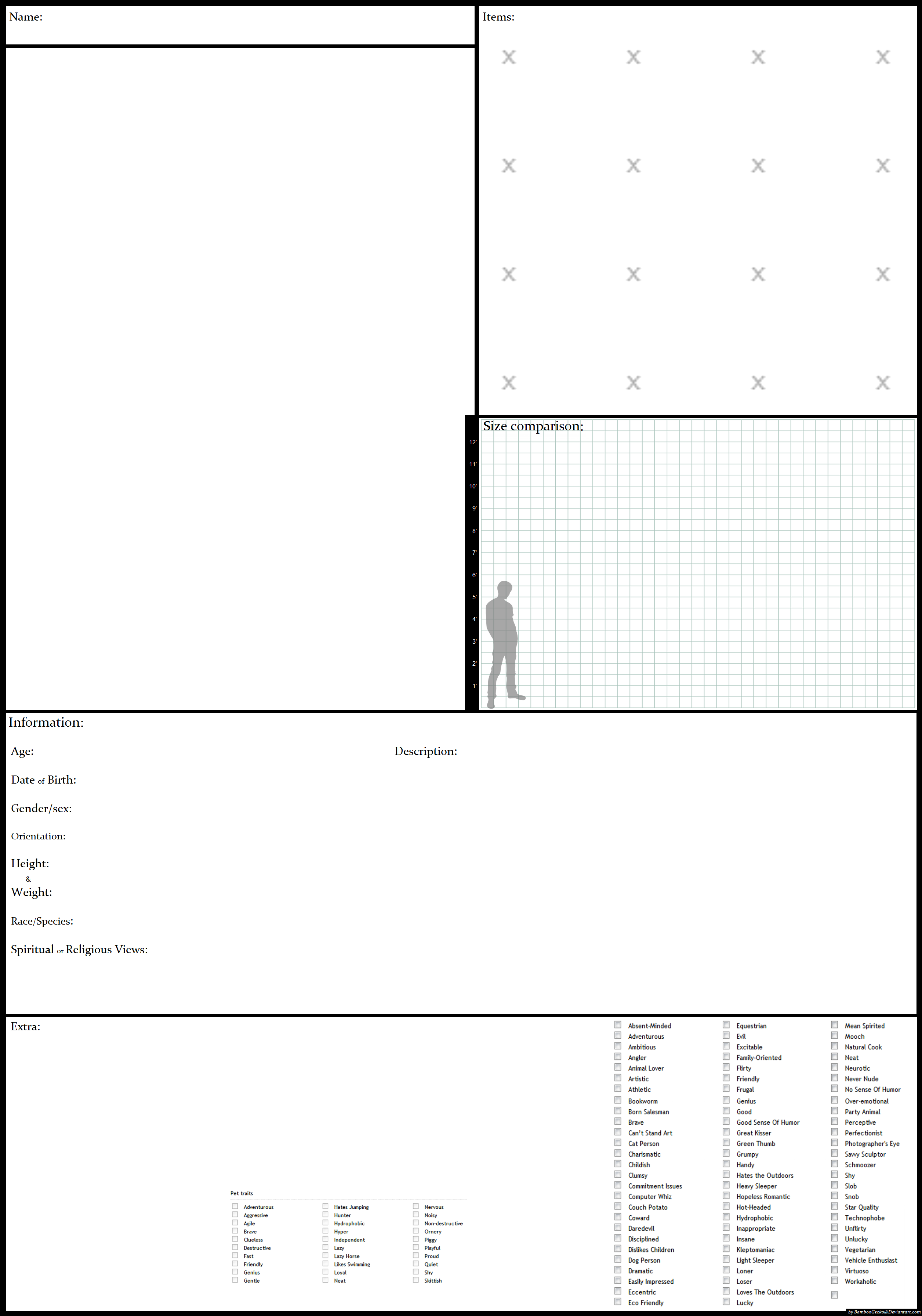 Blank Character Sheet By Bamboogecko On Deviantart