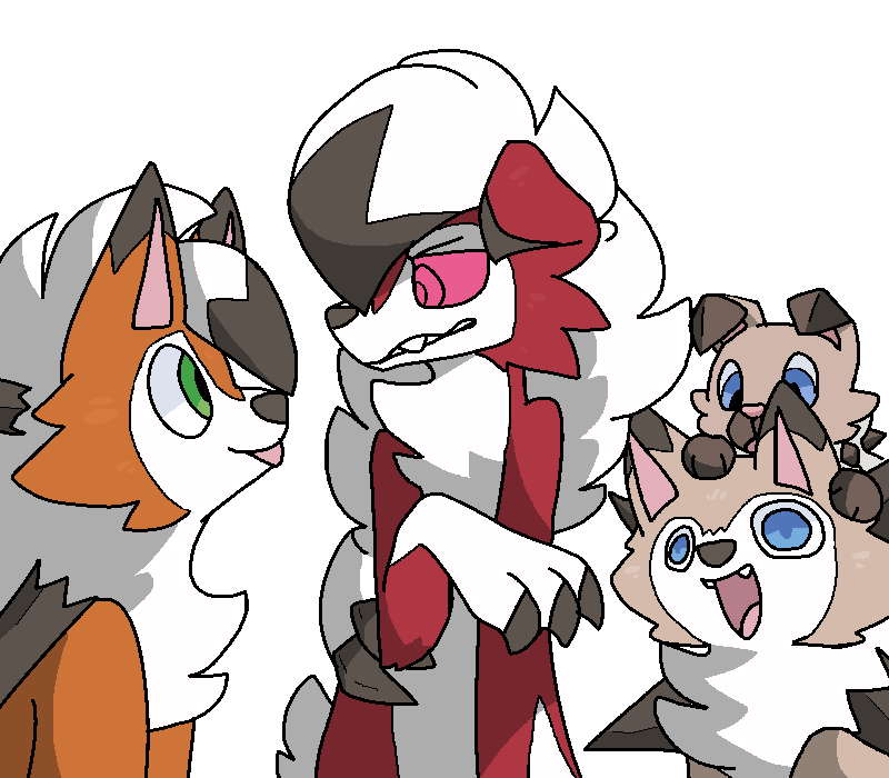 Lycanroc Dusk, Midnight, and Midday form by PolariTheWolf on DeviantArt.