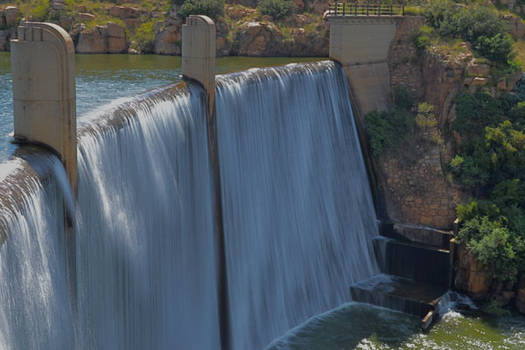silky water over dam wall