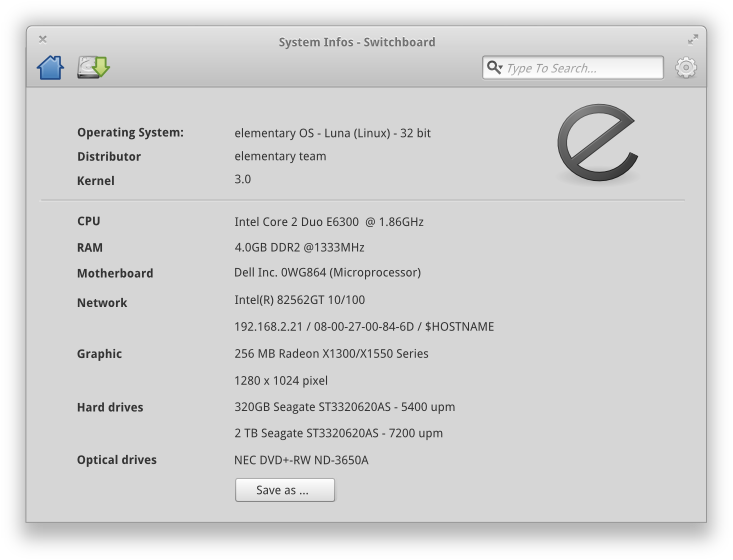 system infos - switchboard